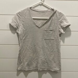 Casual Gray V-Neck Tee with Pocket